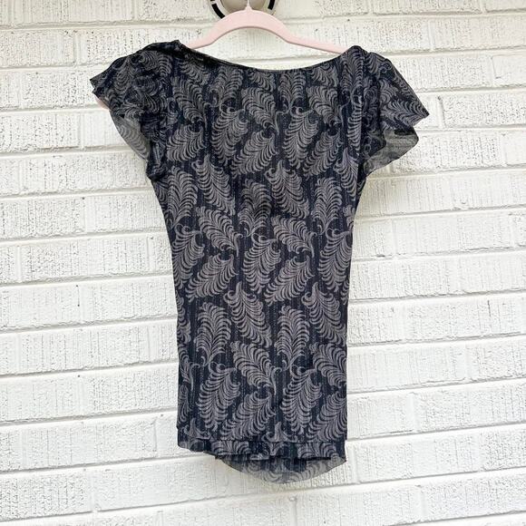 Express Vintage Y2K Metallic Sheer Blouse - Picture 2 of 3